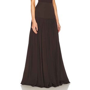 Produttore di Abbigliamento OEM & ODM, Design Personalizzato, <span class=keywords><strong>Gonna</strong></span> <span class=keywords><strong>Lunga</strong></span> Classica <span class=keywords><strong>a</strong></span> Linea <span class=keywords><strong>A</strong></span> con <span class=keywords><strong>Balze</strong></span> e Pieghe in Popeline - Product Image 4