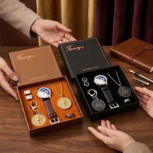 Regalo per il partner d'affari: Orologio da uomo, collana, anello, portachiavi, gemelli, confezione regalo per marito, padre, regalo per la festa degli <span class=keywords><strong>amici</strong></span> - Product Image 4