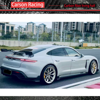 Aileron de spoiler de course en fibre de carbone sèche à double pont, finition polie, pour Porsche Taycan 2019-2023, kit de spoiler de coffre arrière de voiture