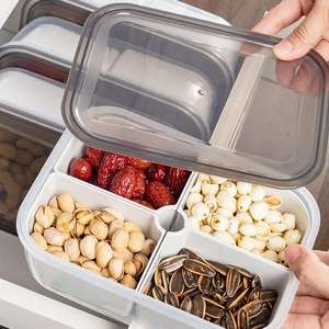 Organizador de Refrigerador con 4 Compartimentos, Caja de Almacenamiento para Alimentos, Verduras y Frutas, Cesta de Drenaje para Refrigerador, Contenedor Transparente para Carne, Cebolla y Jengibre - Product Image 5