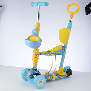 Patinete para bebés 3 en 1 con asiento de altura ajustable para niños de 1 a 3 años, azul y amarillo - Product Image 4