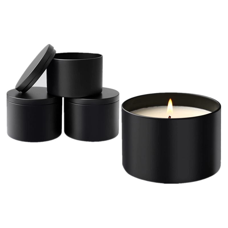 4Oz 8Oz 16 Oz Lata De Luxo Pode Para Velas Fazendo Com Tampa Vazia Redonda Caixa Preta Metal Container Jar Candle Tins