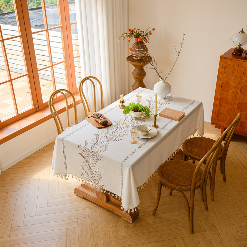 Foglie rotonde di caffè ricamate + nappe di cotone