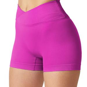 <b>Nylon</b> Three-Quarter <b>Leggings</b> with Smart Fabric V Waist Yoga Pants Seamless Fitness Shorts Elastic Waist Closure Solid Pattern - Product Image 2