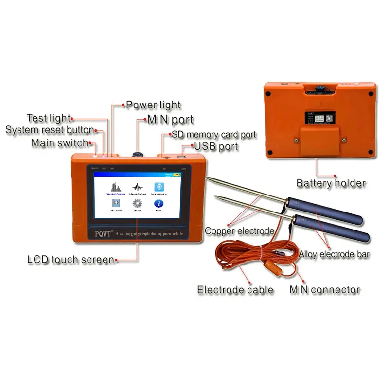 Medidor de resistência de água, super digital dc detector de água profunda subterrânea máquina de exploração mineral de ouro