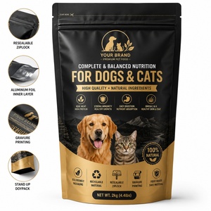 ถุงฟอยล์อลูมิเนียม PET แบบซิปล็อคพิมพ์ลายตามสั่งสำหรับขายส่ง บรรจุภัณฑ์แบบตั้งได้ Doypack พร้อมการพิมพ์กราเวียร์ สำหรับอาหารแมวและสุนัข - Product Image 1