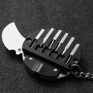 <span class=keywords><strong>7</strong></span> en 1 Mini porte-clés de poche pliant polyvalent couteau à monnaie extérieur avec tournevis - Product Image 3