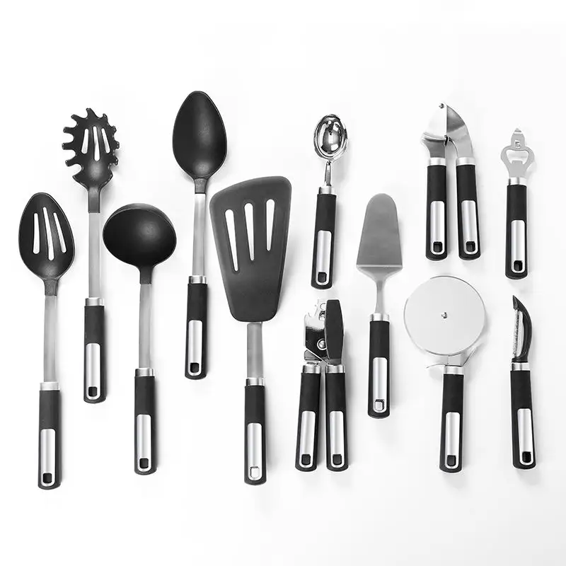 Wholesale Popular 12 Piece Kitchen Accessories Set Cook tools Heat Resistant Nylon Utensil With Stainless Steel Kitchenware
