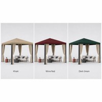 Gazebo d'extérieur imperméable, coupe-vent, anti-UV, durable, avec structure en aluminium, revêtement poudré, couleur kaki, auvent de terrasse, tentes latérales, protection solaire