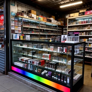 Vitrine d'exposition pour voitures avec LED, vitrine en verre trempé personnalisée, éclairage de base LED couleur, présentoir pour produits de fumer - Product Image 6