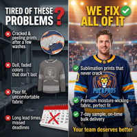 Maillot de hockey personnalisé PUCKPROS, maillots de sport sublimés, maillots d'entraînement de hockey respirants, uniforme d'équipe pour hommes et femmes