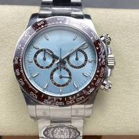 Montre de luxe avec bracelet ETA 20 mm, étanche, 40 mm, CFactory V2, acier inoxydable 904L, mouvement 4131, chronographe 1265-06, aiguilles bleu glace