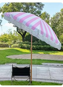 Лидер продаж, Модный высококачественный портативный Зонт с защитой от УФ-защиты, полосатый Зонт с кисточками, пляжный зонт - Product Image 6
