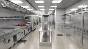 Attrezzatura da <span class=keywords><strong>Cucina</strong></span> Commerciale Personalizzata in Acciaio Inox Resistente con Tavoli da <span class=keywords><strong>Lavoro</strong></span> Integrati, Armadi, Lavelli e Spazi di Stoccaggio - Product Image 2