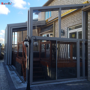 Structure de <span class=keywords><strong>piscine</strong></span> préfabriquée au design moderne, terrasse à ossature aluminium, extension de toit <span class=keywords><strong>rétractable</strong></span> en polycarbonate sur mesure, <span class=keywords><strong>véranda</strong></span> en verre - Product Image 3