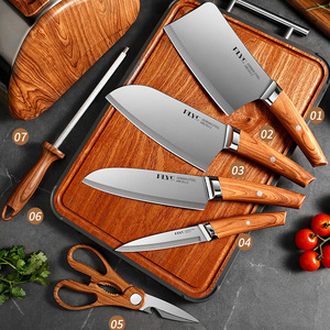 Bộ dao bếp 7 món bán buôn, thép không gỉ, kèm giá đỡ dao bằng nhựa, dùng để nấu ăn và cắt - Product Image 2