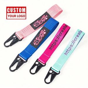 Custom Woven Embroidered Personalized Logo Fashion Eagle <b>Hook</b> Keychain Short Lanyard Motorcycle Wrist Lanyards - Product Image 2