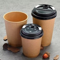 Gobelets jetables en kraft compostable à paroi simple avec logo personnalisé imprimé pour boissons chaudes/froides, tailles 8oz-20oz, pour café et thé
