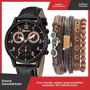 Ensemble de montres pour homme avec boîtier en alliage, <span class=keywords><strong>bracelet</strong></span> en acrylique, chronographe à quartz, style décontracté, double <span class=keywords><strong>bracelet</strong></span> + <span class=keywords><strong>bracelet</strong></span> punk pour vélo, 5 pièces/ensemble - Product Image 2