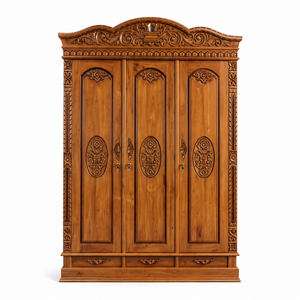 Armario de Madera Maciza Tallado a Mano Tradicional de 3 Puertas para Dormitorio, Mueble de Almacenamiento para Hotel, de Indonesia - Product Image 5