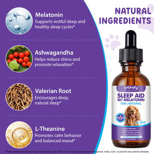 Worafy Dog Calming Sleep Aid Suplementos líquidos <span class=keywords><strong>Gotas</strong></span> de melatonina natural para perros Reducir la <span class=keywords><strong>ansiedad</strong></span> y el estrés - Product Image 2