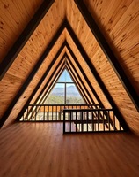 Cabine en bois à cadre en A, petite maison minimaliste préfabriquée, installation rapide en 15 jours, matériau de conteneur en acier imperméable et isolé