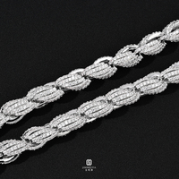 Prix d'usine de haute qualité rappeur personnalisé grand 8mm 925 argent Sterling pleine chaîne de corde torsadée Moissanite glacée pour hommes