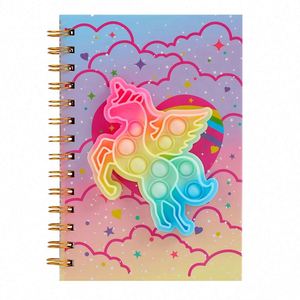 Carnet à spirales avec couverture en cuir créative, design licorne de dessin animé, cadeaux anti-stress pour enfants, bureau - Product Image 5