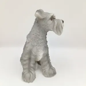 Lovers Home Decorative Art Artificial Lifelike Standard Schnauzer Dog Statue Home Decoration Realistic Resin Customized Animal