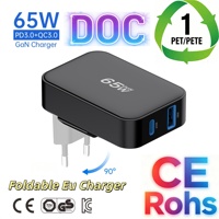 Chargeur mural rapide Tommox pliable avec prise UE 65W PD, chargeur rapide pour téléphone portable GaN Type-C USB-C, vente en gros, chargeur USB-C 20W 30W