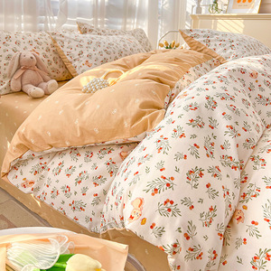 Roupa de cama quatro conjuntos de algodão puro Nantong casa têxtil pequena cama fresca quatro conjuntos de roupa de cama de algodão sarja - Product Image 6