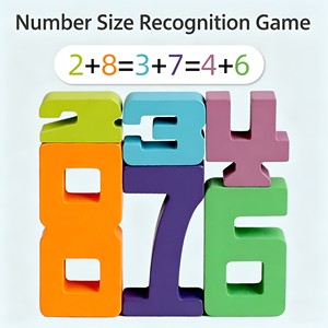 Blocs de construction numériques en bois pour les tout-petits et les enfants - Jouet éducatif pour le comptage et les <span class=keywords><strong>math</strong></span>ématiques avec développement de la motricité fine - Product Image 2