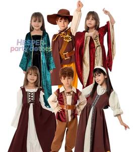 Costume médiéval HP Palace pour enfants, déguisement de film et de télévision, vêtements de cosplay pour Halloween, robe longue de fête de carnaval en dentelle - Product Image 1