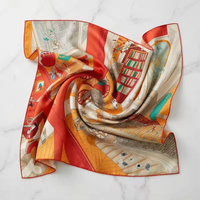 Écharpe de festival en satin de soie bio à motif animalier, impression numérique, cadeau pour femme, 90*90cm