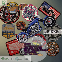 Conception personnalisée USA éléments de moto coudre sur le fer sur le drapeau patchs pour vêtements personnalisation broderie aigle Merrow patch