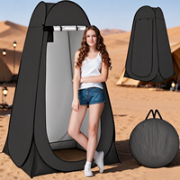 Tente de douche portable pliable en taffetas de polyester imperméable avec corde à linge pour le camping et la randonnée