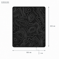 Tapis de souris pour configuration de bureau minimaliste, motif topographique, 180x220mm, surface en maille tissée, bords cousus, base en caoutchouc antidérapante
