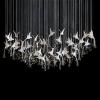 Lustres d'art de luxe en céramique, motif oiseau volant et colombe blanche, pour hall d'hôtel et escalier