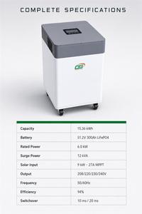NK005A 15kWh 51.2V 300Ah Sistema de Almacenamiento de Energía Solar para el Hogar Todo en Uno de 6kW CA con Comunicación CAN - Product Image 1
