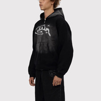 Pull à fermeture éclair d'hiver 2025, style décontracté, tendance, à capuche, imprimé lettres et petit cadran, coupe ample