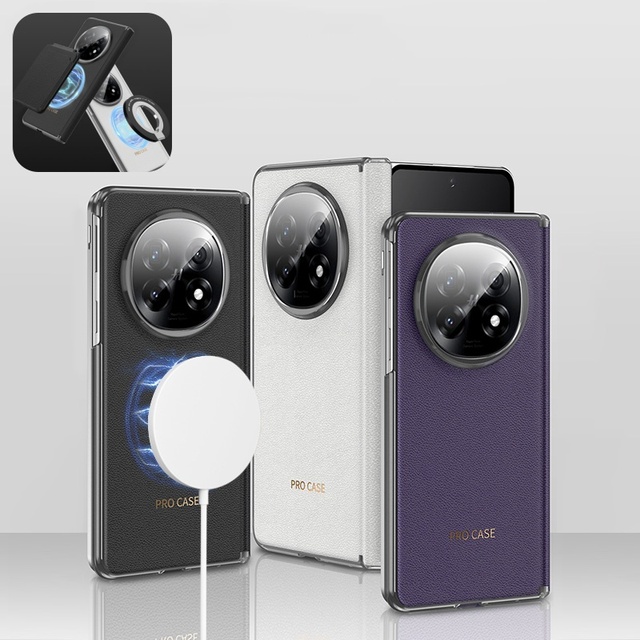 Luxury Magnetic PU Leather Hinge protection Back case For Oppo Find N5 5G 8.12" Wireless Charging Phone Cover