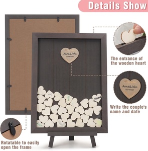 Libro de <span class=keywords><strong>invitados</strong></span> de <span class=keywords><strong>boda</strong></span> personalizado, letrero de Marco de imagen superior de madera rústica alternativa con pizarra pequeña, recepción de <span class=keywords><strong>boda</strong></span> - Product Image 2