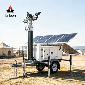 Tour d'éclairage solaire mobile d'extérieur, remorquable, télescopique, motorisée, homologuée pour la route, pour l'exploitation minière et la construction, à économie d'énergie - Product Image 2