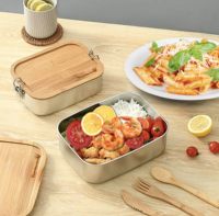 Boîte à lunch bento en acier inoxydable 304 de qualité supérieure. Écologique, sans BPA, qualité alimentaire, biodégradable. Anti-fuite Multifonctionnel Gratuit