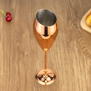 Elegant Rose Gold 200ml Unbreakable Long Stem Stainless Steel Wine Glass Tulip <strong>Champagne</strong> <strong>Flutes</strong> for Party Wedding Restaurant - Product Image 5