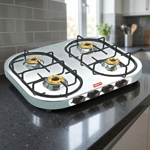 KIMATSU - Estufa de Gas de Mesa de 4 Quemadores con Encendido Manual, Superficie de Vidrio Cerámico Resistente al Calor, Acero Inoxidable, Certificación CE, Fácil de Usar - Product Image 3