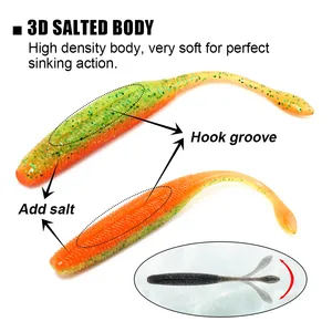 Señuelo de Pesca Spinpoler de 7.5cm, 9cm y 11cm, Dos Tonos, Cola Recta, Señuelo Artificial de Plástico Suave, Tipo Shad Impregnado en Sal - Product Image 3