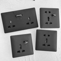 Interrupteur mural électrique bipolaire avec prise universelle USB-C 16A/13A, finition noir mat doux effet peau de bébé, style moderne, facile à installer (normes UK/Allemagne)