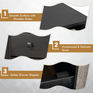 DB Modern Luxury Retro <b>Bedside</b> Nightstand with 2 <b>Drawers</b> Solid Wood Industrial Style Assembled for Apartment Use - Product Image 1