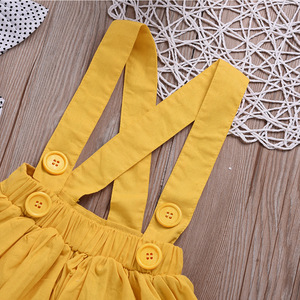 Toddler <b>Baby</b> Girl Clothes Casual Polyester/Cotton Flutter Short Sleeve Bowknot Shirt Overall Skirt <b>Headbands</b> 3pcs Outfits Set - Product Image 5